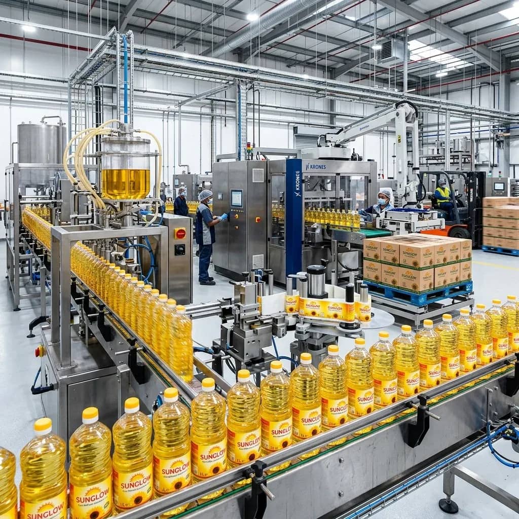 Bottling and private label packaging line for palm oil products